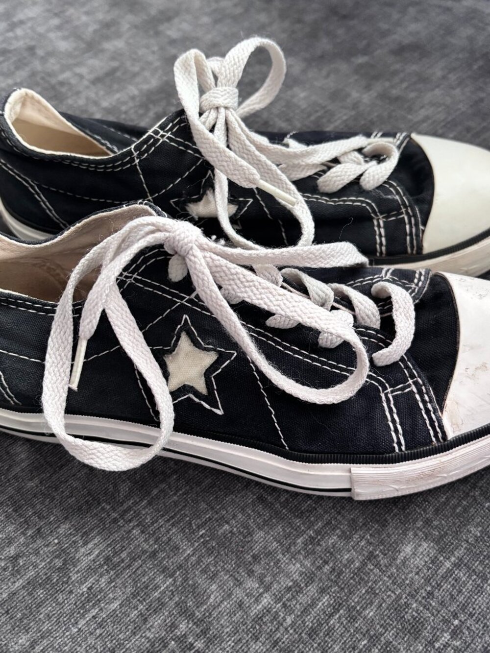 Converse One Star Black White Canvas Sneakers Kids Skater Y2K Streetwear Size 2